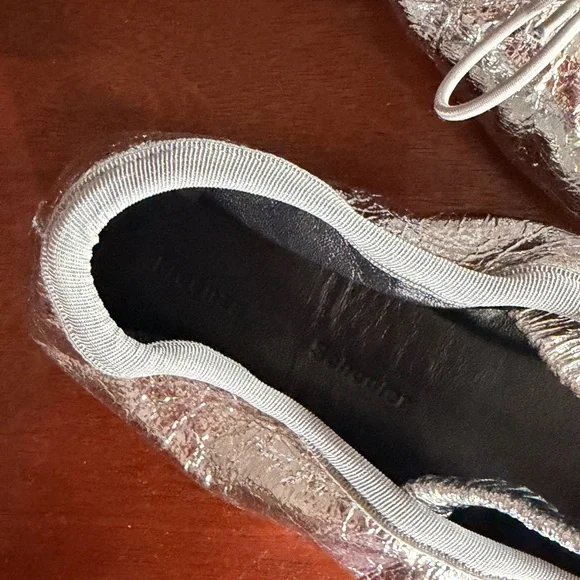 Proenza Schouler crunched up Silver Metallic Ballet Flats with Bow Detail 38 - Picture 4 of 9